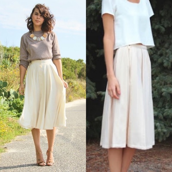 Anne Klein Dresses & Skirts - Anne Klein Cream Ivory Pleated Midi Skirt